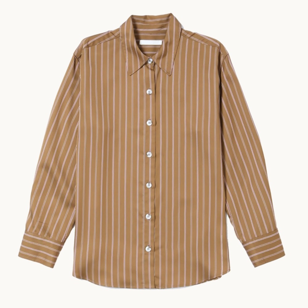 WYETH Newport Button Up Shirt Brown Pink Striped Size XS